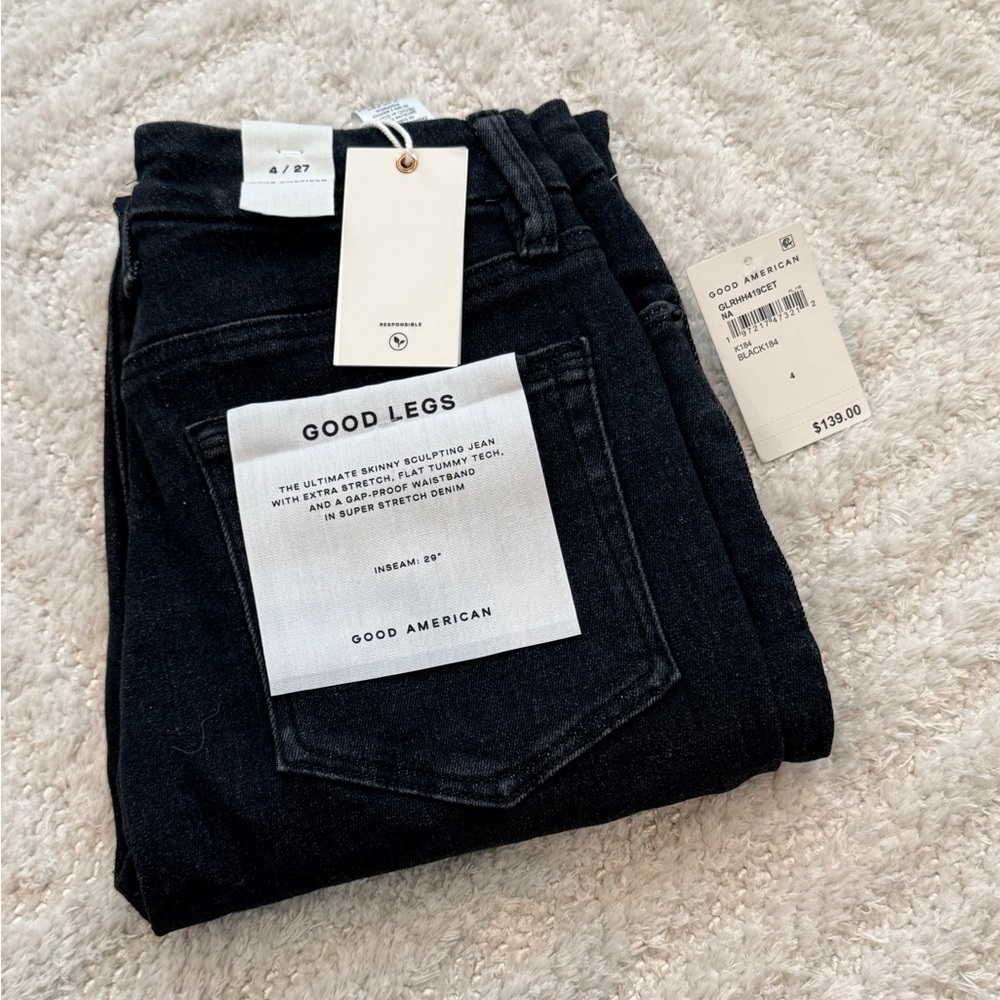 NWT - Good American Women’s Black High-rise Jeggings - Size 4 - Picture 1 of 8